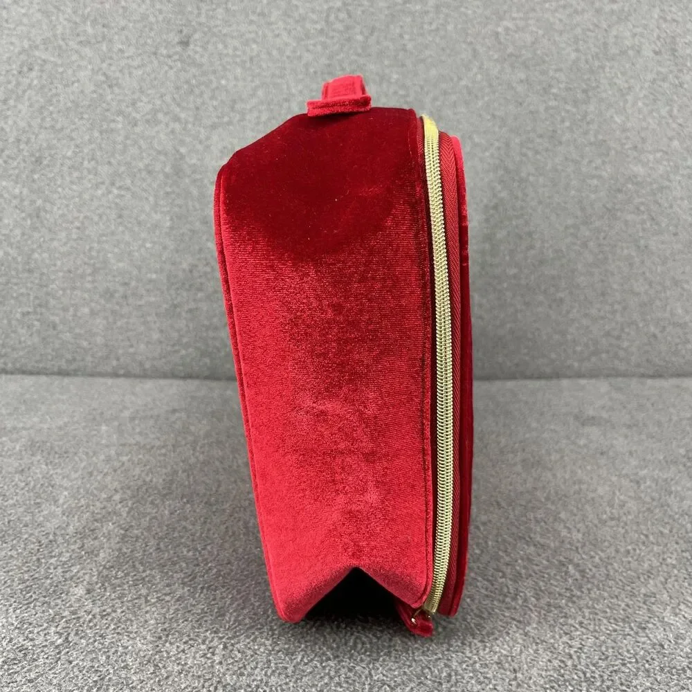 Estée Lauder Red Velvet Star Cosmetic Travel Train‎ Bag Gold Zipper Recycled